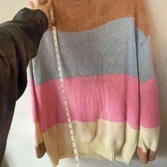 PROMESA- Color Block Sweater Sz Large ( pink, purple) - Picture 12 of 12